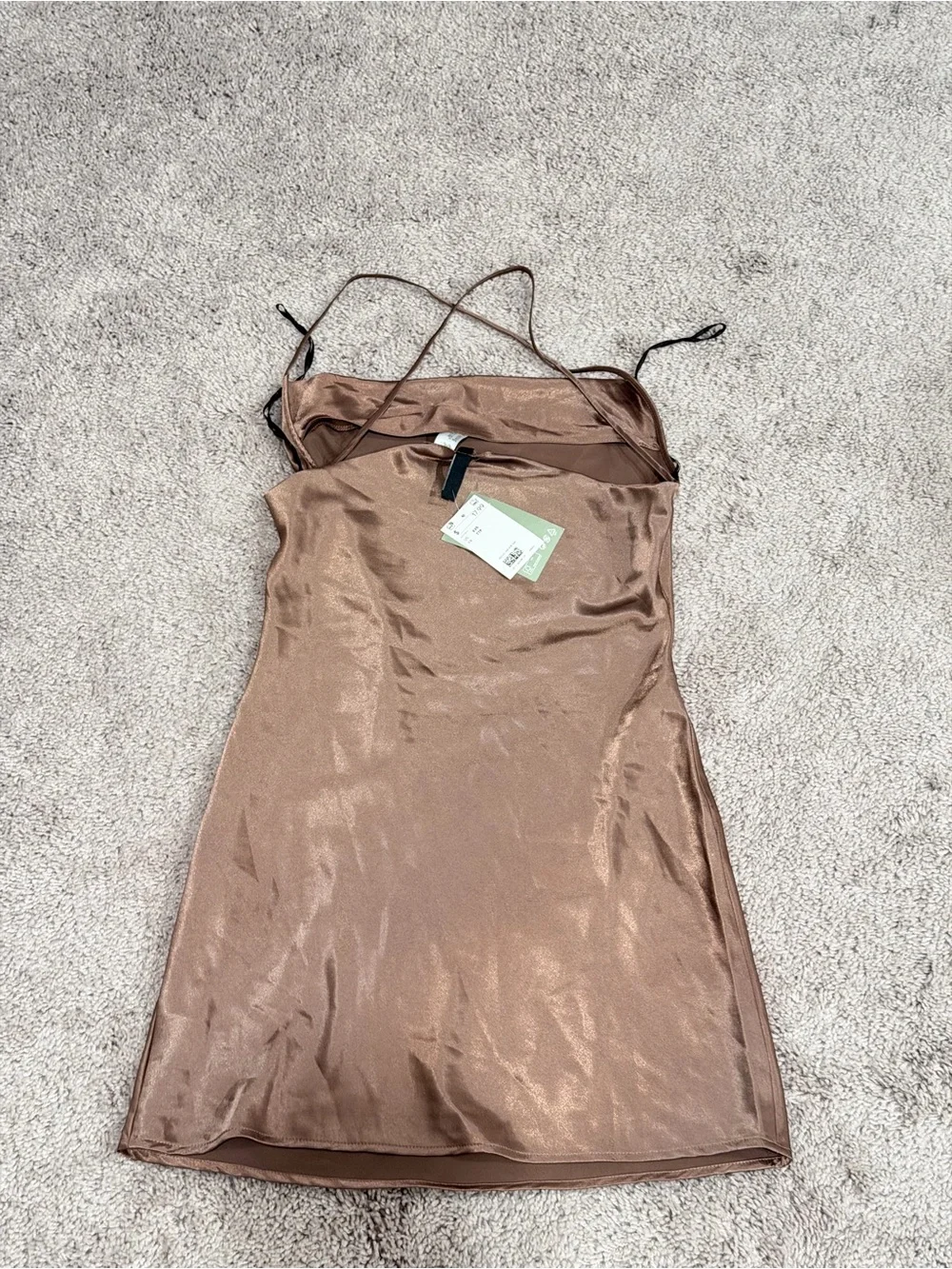 H&M Silky Satin Slip Dress - Brown